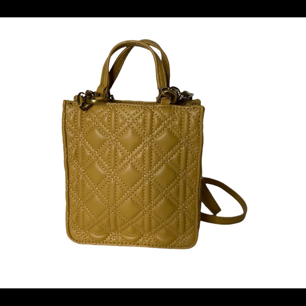 Zara Womens Shoulder Bag Quilt Mustard Yellow Mini Tote Crossbody Bag Purse New - Picture 12 of 15